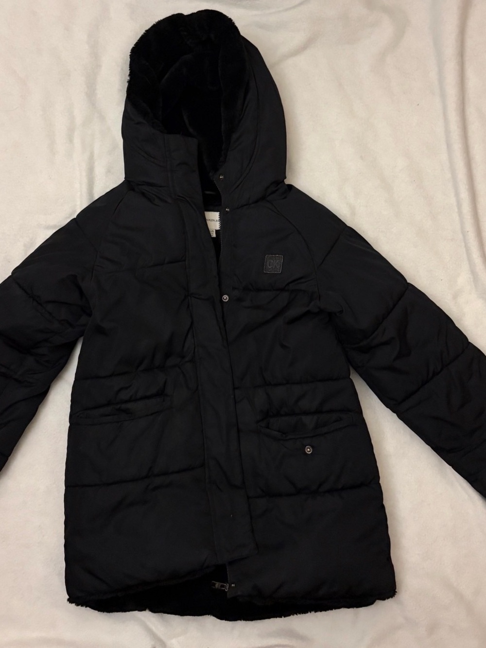 Calvin Klein Jeans Black Hooded Puffer Coat